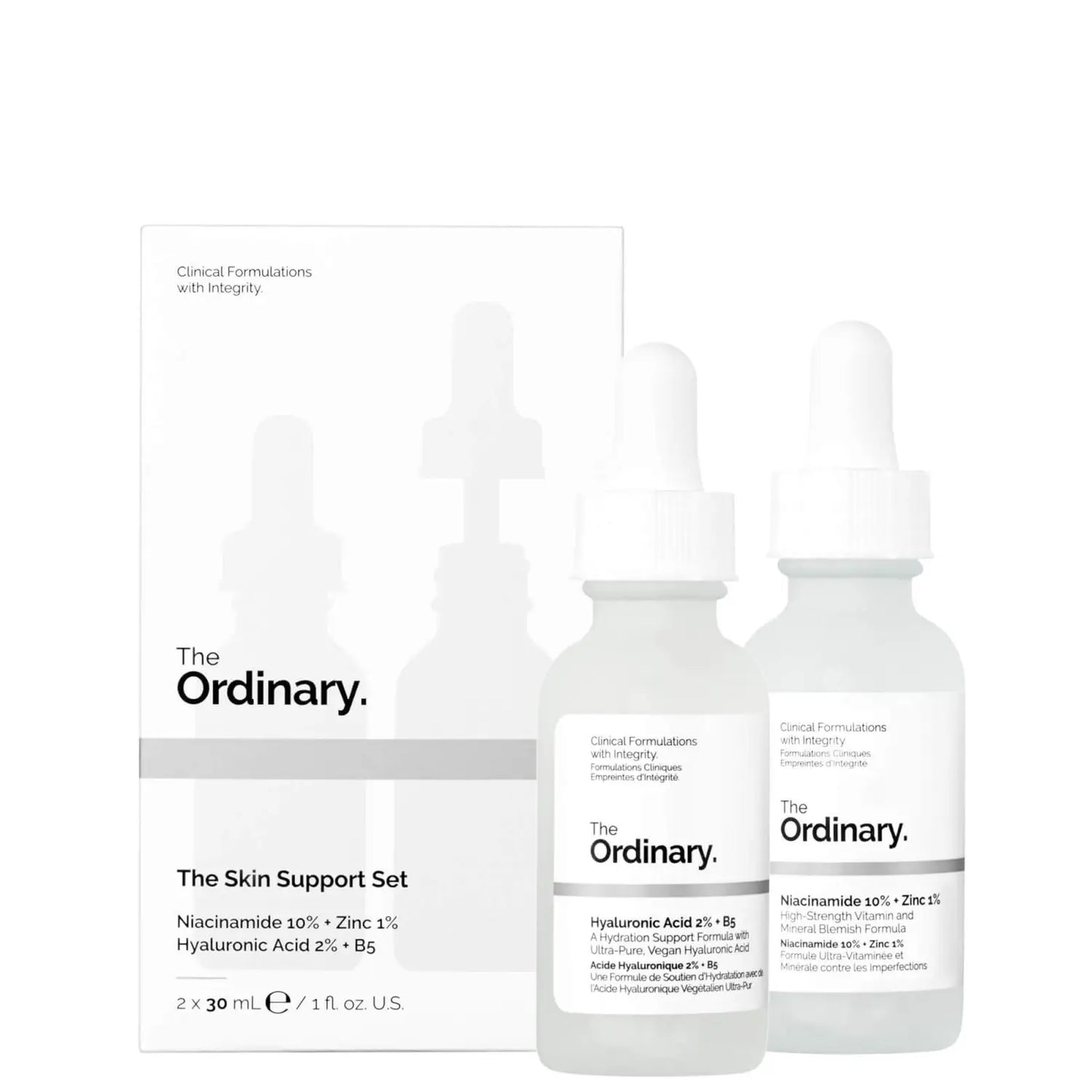 THE ORDINARY - Le Duo Essentiel : Acide Hyaluronique 2% + B5 et Niacinamide 10% + Zinc 1% - 30ml